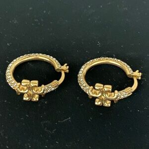 Tory Burch crystal gold hoop earrings